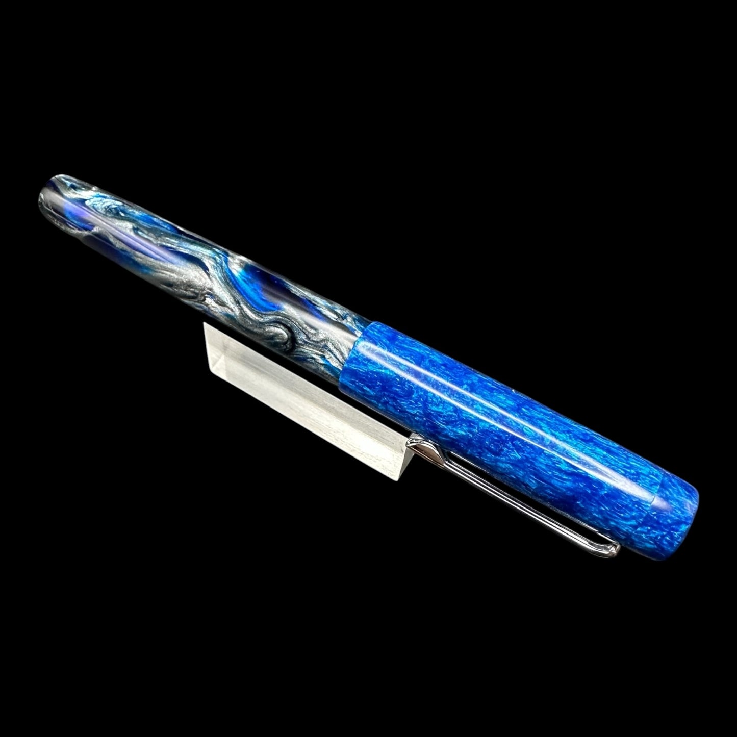 RelicPens Earthrise Ocean Blue Fountain Pen with Clip
