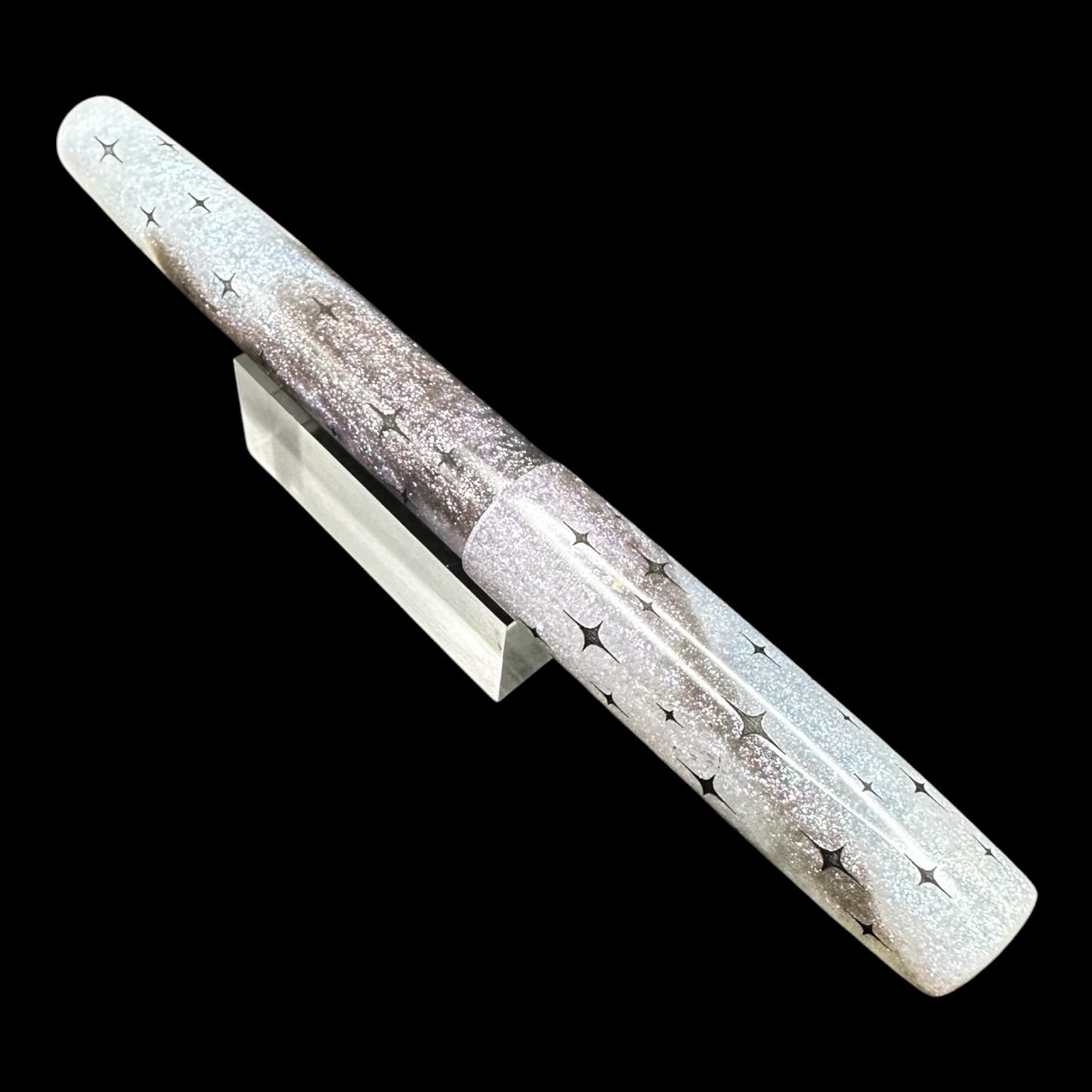 Electric Abalone Dark Starlight Engraved Artisan Fountain Pen