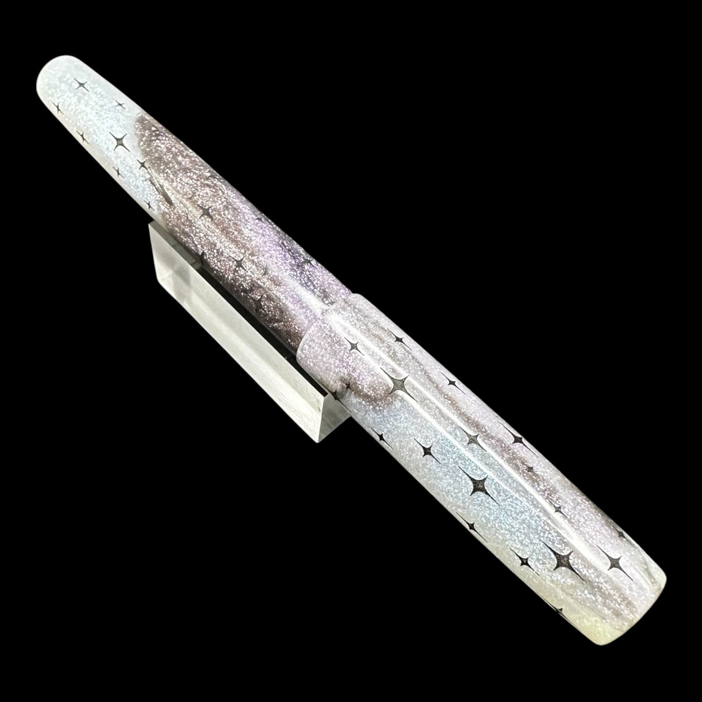 Electric Abalone Dark Starlight Engraved Artisan Fountain Pen