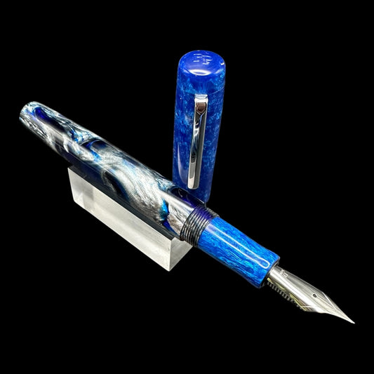RelicPens Earthrise Ocean Blue Fountain Pen with Clip
