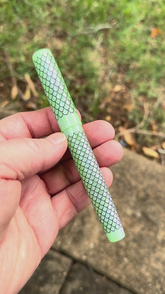 Mermaid Fish Scales Fountain Pen Subtle Green to purple Colorshift Resin